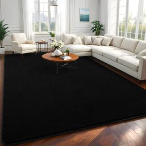 6x9 Large Area Rugs for Living Room Bedroom, Soft Memory Foam Modern Indoor Fuzzy Shaggy Rug, Low Pile Carpet for Kids Room Nursery Home Decor, Black