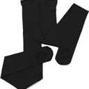 DANCEYOU Dance Tights 2 Pairs Convertible Girls' Ballet Tights Opaque Leggings (Black, XXL)