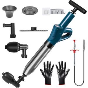 Toilet Plunger - Plungers for Bathroom Heavy Duty, Powerful Toilet Snake for Unclogging Plunger with Real-Time Pressure Indicator Plungers for Washbasin, Floor, Kitchen Clogged (Blue)