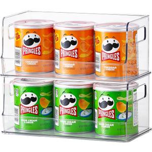 vacane 10" Wide Stackable Pantry Organizer Bins Open Front, Plastic Chip Organizer for Pantry Food Storage Basket for Countertops, Kitchen, Bathroom, 2 Pack