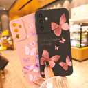 2 x for Samsung Galaxy A13 5G/A04S Phone Case, Fashion Flower Pattern Design Girls Women Liquid Silicone Cover, Slim Shockproof and Scratch-Resistant Soft Case for Samsung A13 - Butterfly Black