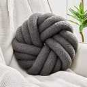 Uvvyui Knot Pillows, 14 Inch Decorative Throw Pillows Round Pillows Cushion, Soft Handmade Knotted Ball Pillow Plush Cushion Home Decor for Bed Couch Living Room (Dark Gray, 14 Inch)