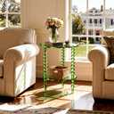 solaround Acrylic Side Table, Round End Table, Clear Bedside Table Nighstand for Living Room Bedroom (Green, Small, Acrylic)
