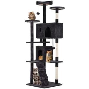 Amazon.com : FDW Cat Tree 70in Cat Tower Multi-Level Durable Cat Scratching Post & Cozy Fun Cat Jumping Platform Space Saving Cat Condo Pet Play House for Indoor Cats,Dark Gray : Pet Supplies