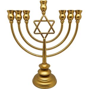Hanukkah MenorahMenorah 7 Branch Candle Holder, Fits Most Standard Hanukkah Candles,Rustic Gold Finish