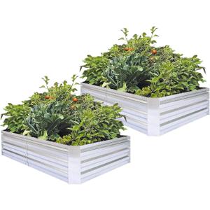 Galvanized Raised Garden Beds 2-Pack (6x3x1ft Each)  Popular Heavy-Duty Metal Planter Box with 4 Support Bars for Vegetables, Herbs, Flowers, Space-Saving Size for Small Yards & Patios