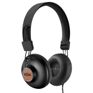 House of Marley Positive Vibration 2: Over-Ear Wired Headphones with Microphone, Plush Ear Cushions, and Sustainable Materials (Black)
