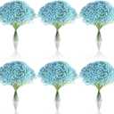 Grevosea 120 Pcs Blue Babys Breath Artificial Flowers, Artificial Flowers Bulk Real Touch Flower for Wedding Party Home Garden Decoration