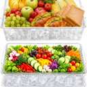 2pcs Chilled Serving Tray, Clear Cold Food Serving Trays for Party Buffet & Catering, Multi-Sectional Ice Trays for Vegetable and Fruit, Keep Food Fresh with Ice Chamber