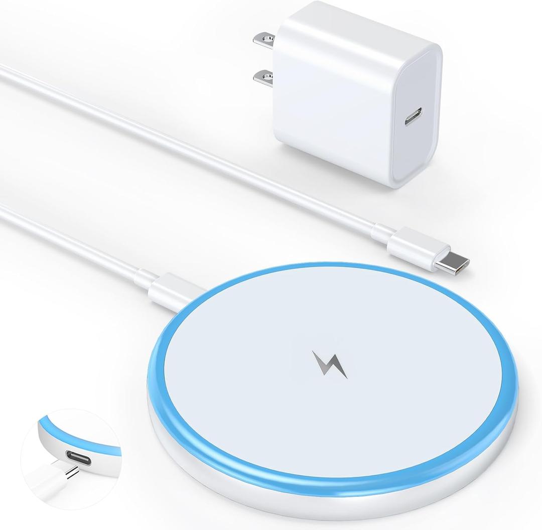 Magnetic Wireless Charger 15W with 20W Adapter & 6ft Cable MagSafe Charger for iPhone 16/15/14/13/12 Pro/Max/Plus/Mini & AirPods 3/2/Pro Fast Wireless Charging Pad for Home, Office, Travel