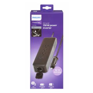 Philips Direct Plug Power Inverter 3 AC Outlets 1 USB-A 1 USB-C 175W