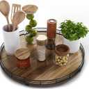 Acacia Wood 16" Lazy Susan Turntable Organizer for Table Top, Farmhouse Large Round Lazy Susan for Cabinet Kitchen Centerpieces Dining Table, for Condiments Charcuterie, Bathroom Vanity Tray Decor