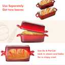 2 IN 1 Cast Iron Bread Loaf Pan with Lid, 3.4QT 9x5 Inch Dutch Oven for Bread Baking, Even Heating Bread Oven, Enameled Bread Pan for Homemade Sourdough Bread Baking & Versatile Cooking, Red