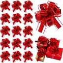 WILLBOND 20 Pieces 6 Inch Pull Bows Gift Wrapping Ribbon Pull Bows for Valentine Wedding Baskets Christmas Multicolor Wrap Accessory for Gift Present Holiday Decor(Red)