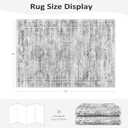 6' x 9' Area Rug, Washable Non-Slip Vintage Low-Pile Faux Wool Carpet, Soft Pet Friendly Farmhouse Rug for Living Room Bedroom Dining Room, Grey