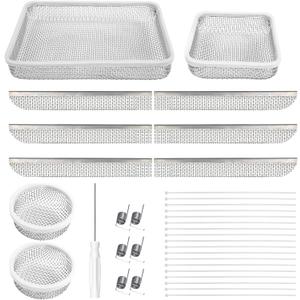 Eazy2hD 10 Pack Flying Insect Screen for RV Refrigerator and Furnace Vents - Stainless Steel Mesh With Installation Tool and Silicone Rubber for Camper Vent, Silver