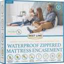 Queen Size 60x80 Premium Waterproof Zippered Mattress Encasement, 100% Cotton, Hypoallergenic, Six Sided Mattress Cover, Invisible Zippered, Soft Breathable up to 15" Deep - Rest Line