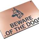 Beware of the Dogs Sign (German Shepherd) - Easy to See Warning, Indoor/Outdoor Notice, Deterrent Sign (Gold/Silver/Copper) (Copper)