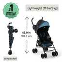 Ingenuity 3D Mini Convenience Stroller – Lightweight Stroller with Compact Fold, Multi-Position Recline, Canopy with Pop Out Sun Visor – Umbrella Stroller for Travel & More, Blue/Black