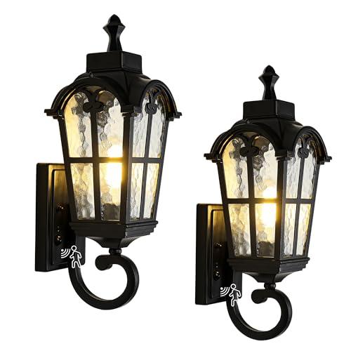 Motion Sensor Dawn to Dusk Outdoor Sensor Light Fixture Waterproof Porch Lights Anti-Rust Exterior Lighting Outdoor Wall Lantern Outside Wall Light for Patio Front Door Garden Garage -2 Pack