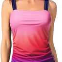 Yonique Tankini Tops for Women Swimwear Top Only Tummy Control Swim Top Modest Tank Top Bathing Suits No Bottom, M