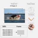 Funny Black Cat Wall Art Quirky Cat and Shark Pictures Canvas Print Abstract Ocean Animal Posters Wall Decor for Room Bedroom Living Room Bathroom Hilarious Sea Life Painting 12x18inch Framed (12L" x 18W")