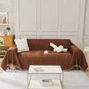 VClife Soft Chenille Couch Cover for 3 Cushion Couch Sofa, Washable Sofa Cover for Sectional Couch L Shape, Modern Brown Couch Cover Protector for Dog 71"X134"