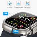 amBand Metal Case Screen Protector for Apple Watch Ultra 3/Ultra 2/Ultra 49mm, W3 Rugged Bumper Thin Frame with 9H Tempered Glass Film & Back Cover, [Waterproof] [Band Compatible], Natural Titanium