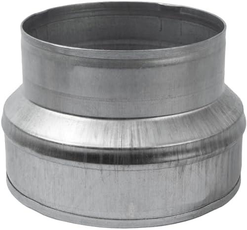 6" to 5" Inch Galvanized Steel Round Duct Reducer - Pipe Fitting Increaser Reducer - Drain, Waste and Vent Conduit Transition Adapter - Metal Tube Reducing Coupling