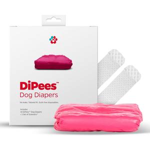 Pet Parents DiPees Disposable Dog Diapers + Extendrs, Leak Proof, Up to 75% Plant Based, Premium Disposable Dog Diapers Female (Pink, Large (17-28"), 10ct)