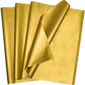 Bobobag 100 Sheets Gold Tissue Paper,14"X20" Metallic Tissue Paper for Gift Bags, Birthday Anniversary Christmas Tissue Gift Wrapping, Holiday Decoration & Arts & Crafts