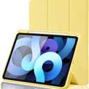 iPad Air 11 Inch 2025 M3/2024 M2/Air 7 6 5 4 Generation (2025/2024/2022/2020) 10.9 Inch with Pencil Holder, [Support 2nd Pencil Charging and Auto Wake/Sleep] Smart Trifold Stand Case (Yellow)