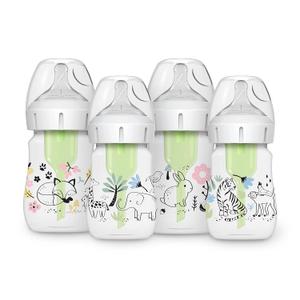 Dr. Browns Natural Flow Anti-Colic Options+ Wide-Neck Baby Bottle Designer Edition Bottles, Jungle and Woodland Design, 5 oz/150 mL, Level 1 Nipple, 4-Pack, 0m+