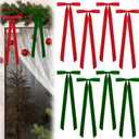 8 Pcs Large Velvet Christmas Bow 23.5x8.7 Inch Christmas Staircase Wreath Bows Gift Ribbon Bows Vintage Christmas Tree Topper Bows for Christmas Tree Indoor Outdoor Decoration, Red Green