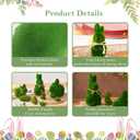 2 x 9pcs Easter Moss Bunny Decorations for Home, Includes 6 Green Faux Moss Bunnies and 3 Green Faux Moss Stones for Easter Mantel Table Decorations, Flocked Bunny Figurines for Spring Decor