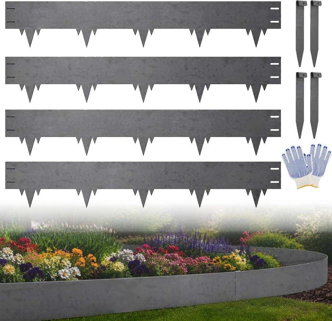 13FT Metal Landscape Edging, 4-Pack 40" Lx6.5 H Corten Steel Border