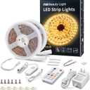 MY BEAUTY LIGHT LED Strip Lights Warm White,32.8ft Dimmable LED Light Strip with RF Remote,600 Bright 3000K 2835 LEDs,Plug-in Adhesive Rope Lights with Timing Mode for Living Room Bedroom Kitchen
