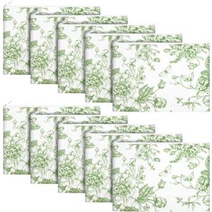 10 Pcs Floral Makeup Bags with Zipper Canvas Cosmetic Bags Bulk for Women Pencil Bag Travel Toiletry Pouch Gift for Health Nurse Mother Teacher(Green)