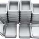 Goodma 24 Pieces Rectangle Metal Tins Containers with Hinged Window Lids Mini Storage Organizer Set for Home Kitchen, Office and School Supplies, 4.5 x 3.3 x 0.9 inch (Silver)