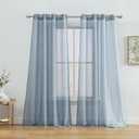 HLC.ME 2 Piece Semi Sheer Voile Light Filtering Window Curtain Grommet Panels for Bedroom, Living Room & Dining Room - Dusty Blue - 54 W x 72 inch Long