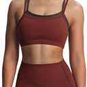 Aoxjox Women's Workout Sports Bras Takes Two Bra Training Fitness Running Yoga Crop Tank Top (Rum Raisin/ Mulch, Small)