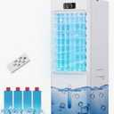 Windowless Portable Air Conditioners, 3-IN-1 Evaporative Air Cooler, 6L Swamp Cooler with 4 Ice Packs, 4 Modes & 3 Speeds, Auto Oscillating, 12H Timer, 17FT Remote, Cooling Fan for Home
