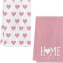 Valentines Day Kitchen Towels Set of 2, Pink Heart Love Dish Towels 18x26 Inch Drying Dishcloth,Valentine Day Decorations Farmhouse Home Daily Seasonal Decoration