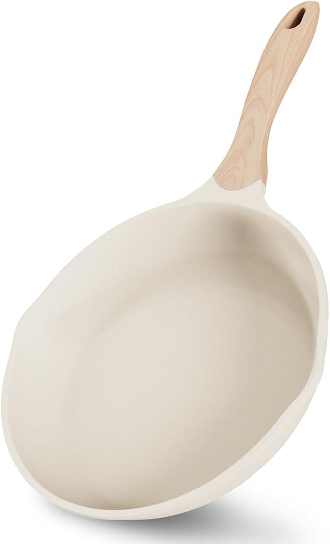 JEETEE 10 Inch Nonstick Frying Pan, Stone Coating Cookware, Nonstick Omelette Pan with Heat-Resistant Handle, Induction Skillet for Eggs