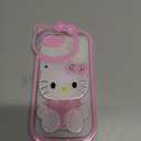 for iPhone 16e Cute Cartoon Case, 3D Bow Funny Kawaii Cartoon Cat Case with Mini Makeup Mirror for Girls Women Soft Silicone Clear Shockproof Phone Cover for iPhone 16e 6.1 inch, Pink