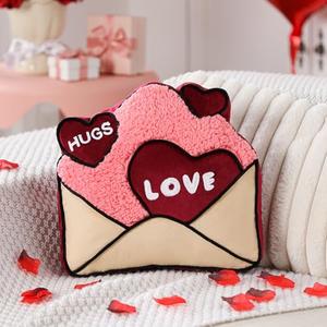 Bucherry Valentines Day Envelope Pillow 14 x 12 Inch Romance Love Throw Pillows Soft Plush Fluffy Faux Fleece Cushion for Women Valentine Anniversary Bed Couch Decor