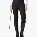 SANTINY Women's Horse Riding Pants with Zipper Pockets Knee-Patch Schooling Tights Equestrian Breeches for Women Large