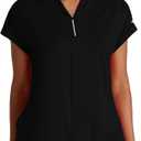BARCO One Performance Knit Engage Classic Fit Scrub Top for Women – 2-Pocket, Zip Neck Collar Shirt with 360 Spandex Stretch