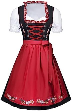 IIBOOYYE Women's German Dirndl Dress Traditional Costumes for Oktoberfest Carnival Halloween XL