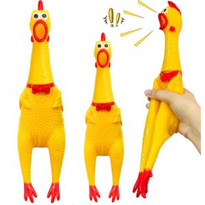2Pcs Large Screaming Rubber Chickens,15 Inch 12 Inch Yellow Squawking Squeaky Chicken Toy for Novelty Gag Gift,Prank Noise Maker,Adults,Dog